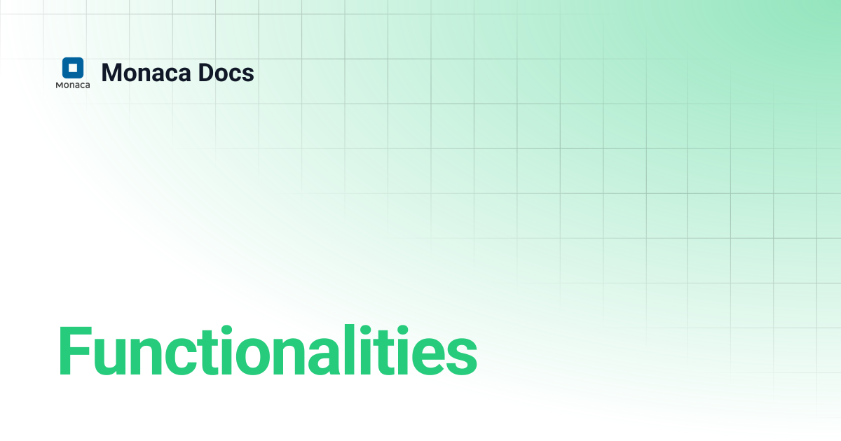 Functionalities | Monaca Docs